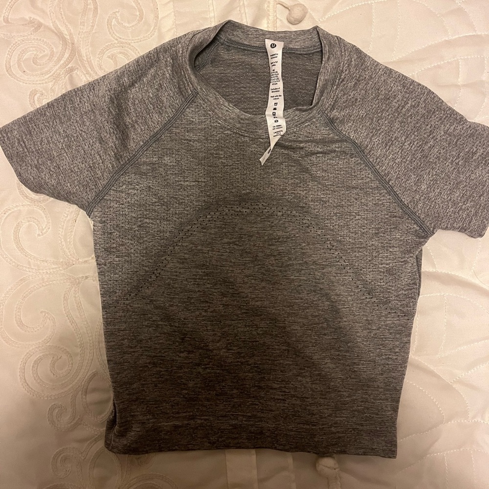 Lululemon swiftly tech cropped short sleeve shirt 2.0 Slate/white